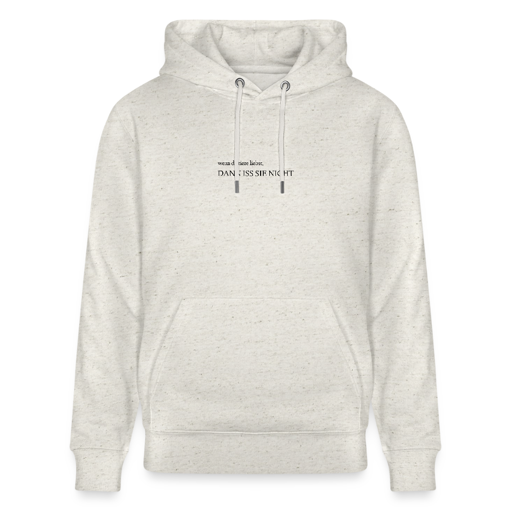 Unisex Bio-Hoodie - iss sie nicht - Beige meliert