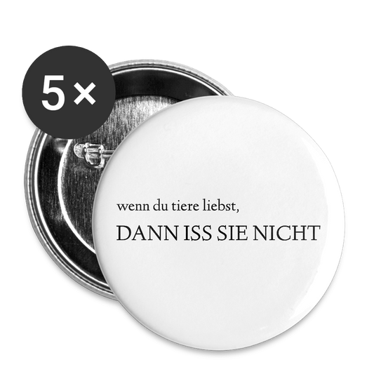 Buttons groß 56 mm (5er Pack) - iss sie nicht - Weiß